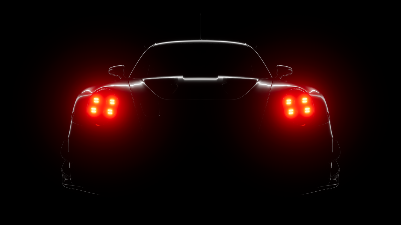 Car with red headlights on.