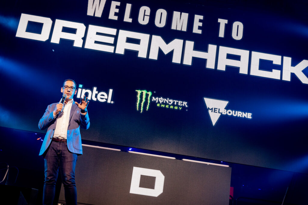 Victorian Minister for Tourism, Sport and Major Events Steve Dimopoulos at the DreamHack Melbourne 2023 Opening Ceremony